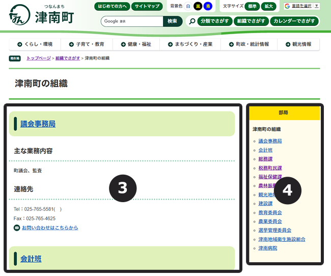 組織詳細一覧ページの画像